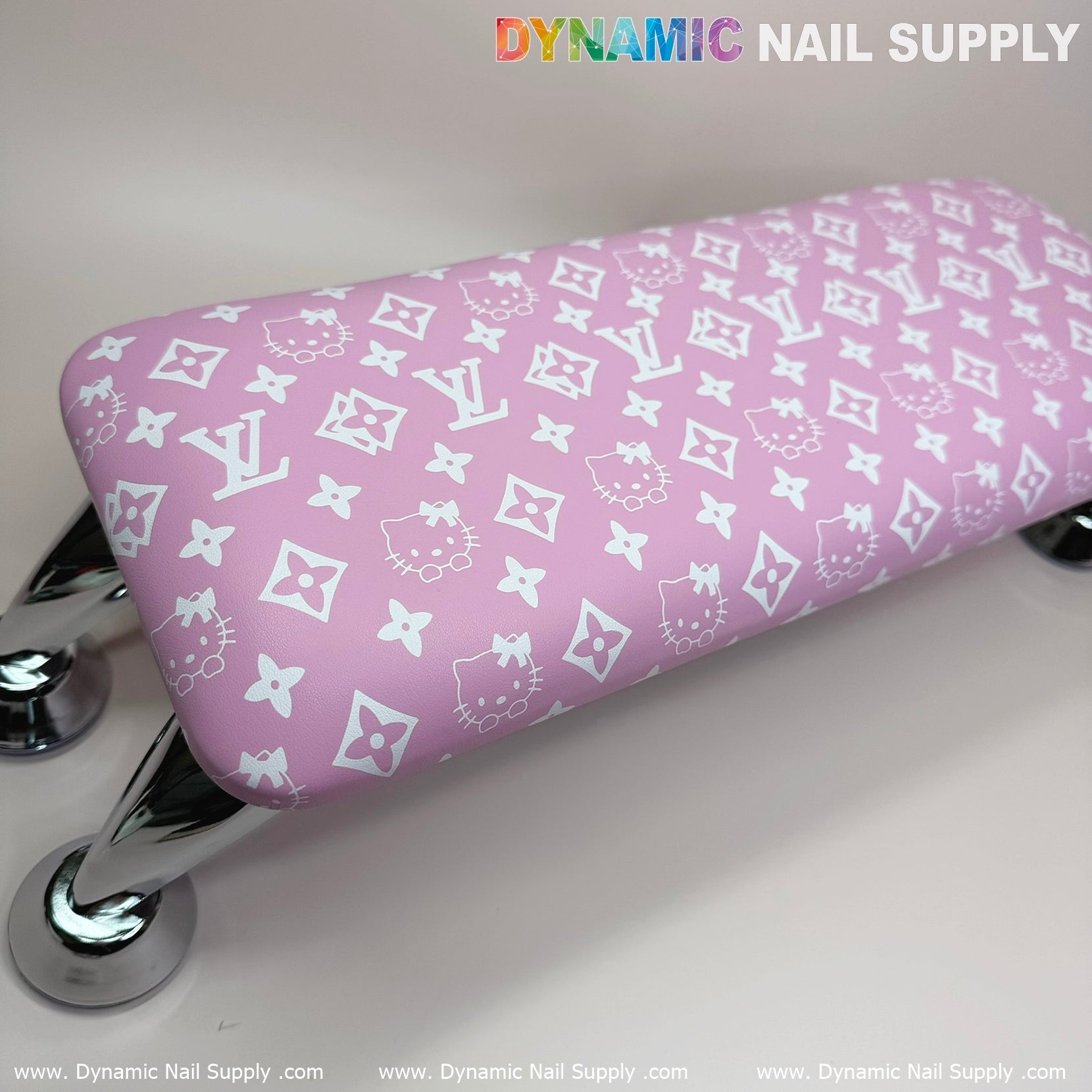 (Pink Hell0 Kitty LV) Nails Pillow ArmRest with Leather Cushion for Manicure Pedicure (Reposabrazos Para Manicura)