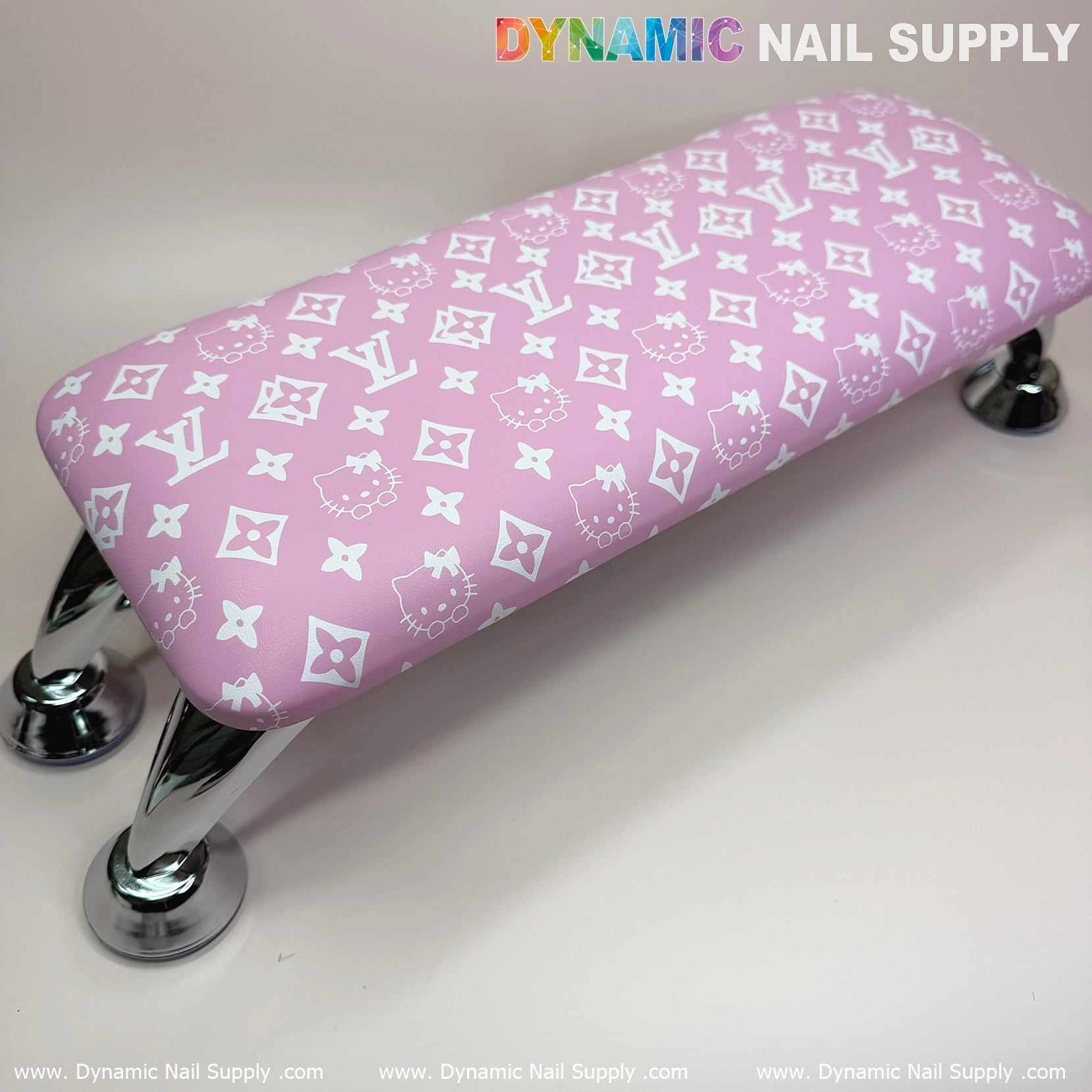 (Pink Hell0 Kitty LV) Nails Pillow ArmRest with Leather Cushion for Manicure Pedicure (Reposabrazos Para Manicura)