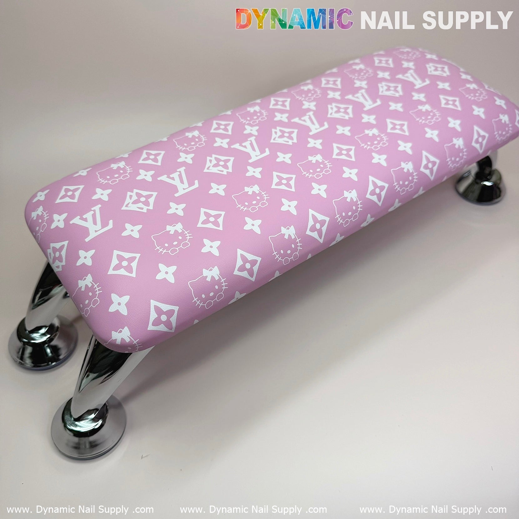 (Pink Hell0 Kitty LV) Nails Pillow ArmRest with Leather Cushion for Manicure Pedicure (Reposabrazos Para Manicura)