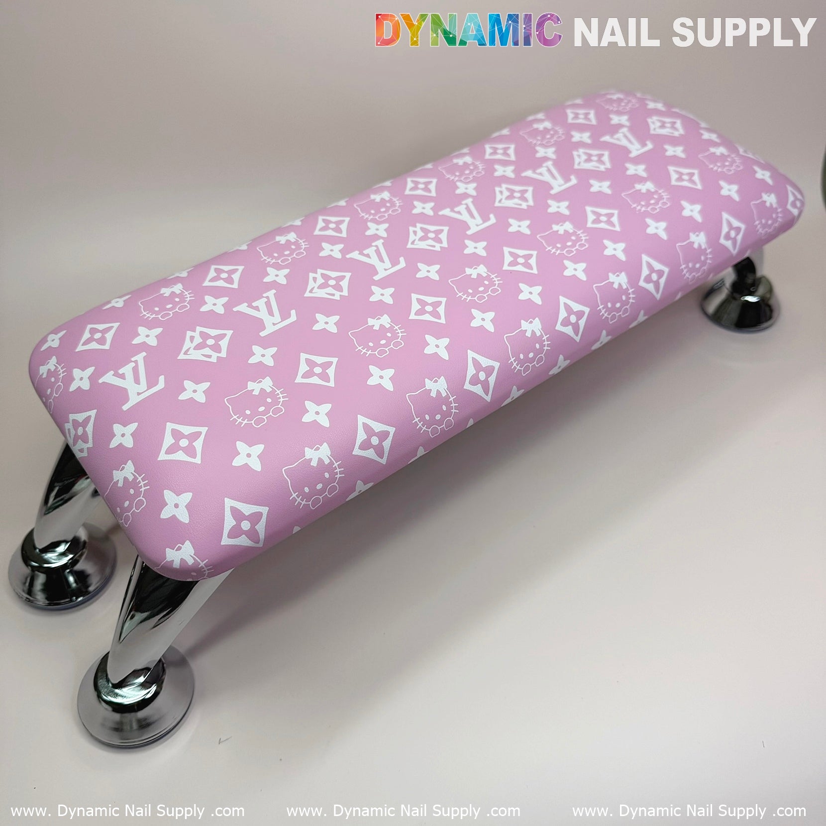 (Pink Hell0 Kitty LV) Nails Pillow ArmRest with Leather Cushion for Manicure Pedicure (Reposabrazos Para Manicura)