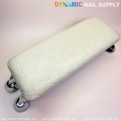 (White GC embossed) Armrest with Leather Cushion Pillow for Pedicure Manicure (Reposabrazos Para Manicura)