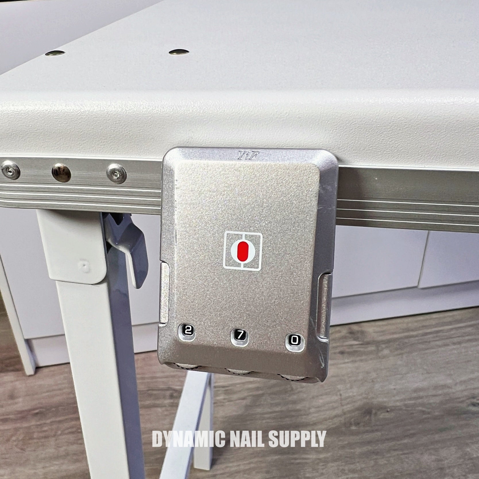 (White) Portable & Foldable Rolling Manicure Nail Table - Travel Makeup Desk & Train Case