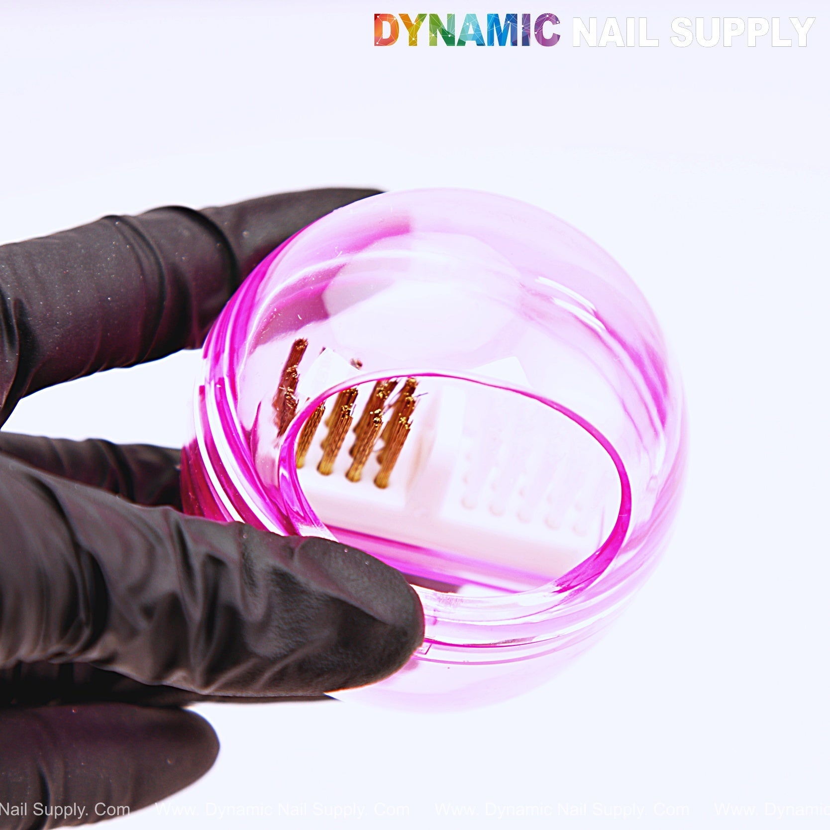 Clear Pink Drill Bit Cleaner Tool Case with Steel & Nylon Wire Brush for Cleaning Tungsten Carbide Ceramic Nail Drill Bits