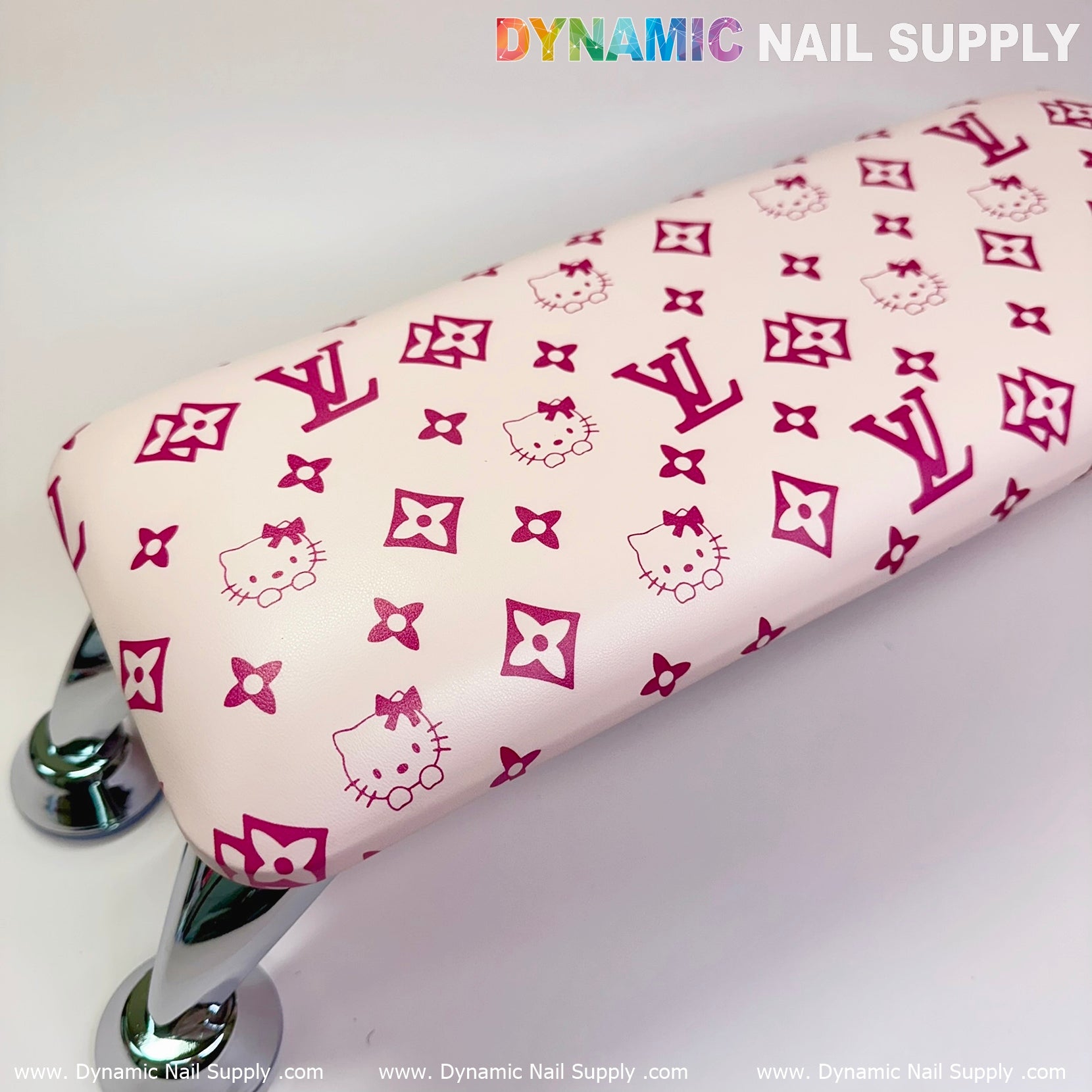 (Cute Pink Kitty LV) Leather Armrest with Cushion Pillow for Pedicure Manicure (Reposabrazos Para Manicura)