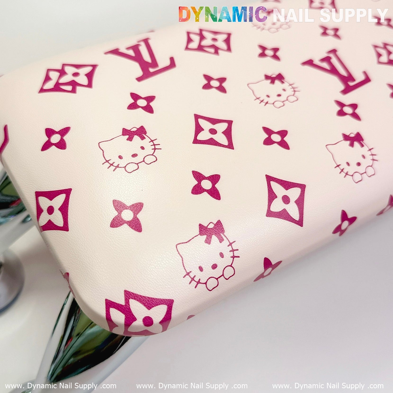 (Cute Pink Kitty LV) Leather Armrest with Cushion Pillow for Pedicure Manicure (Reposabrazos Para Manicura)