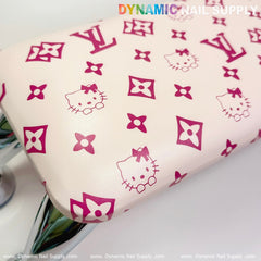 (Cute Pink Kitty LV) Leather Armrest with Cushion Pillow for Pedicure Manicure (Reposabrazos Para Manicura)