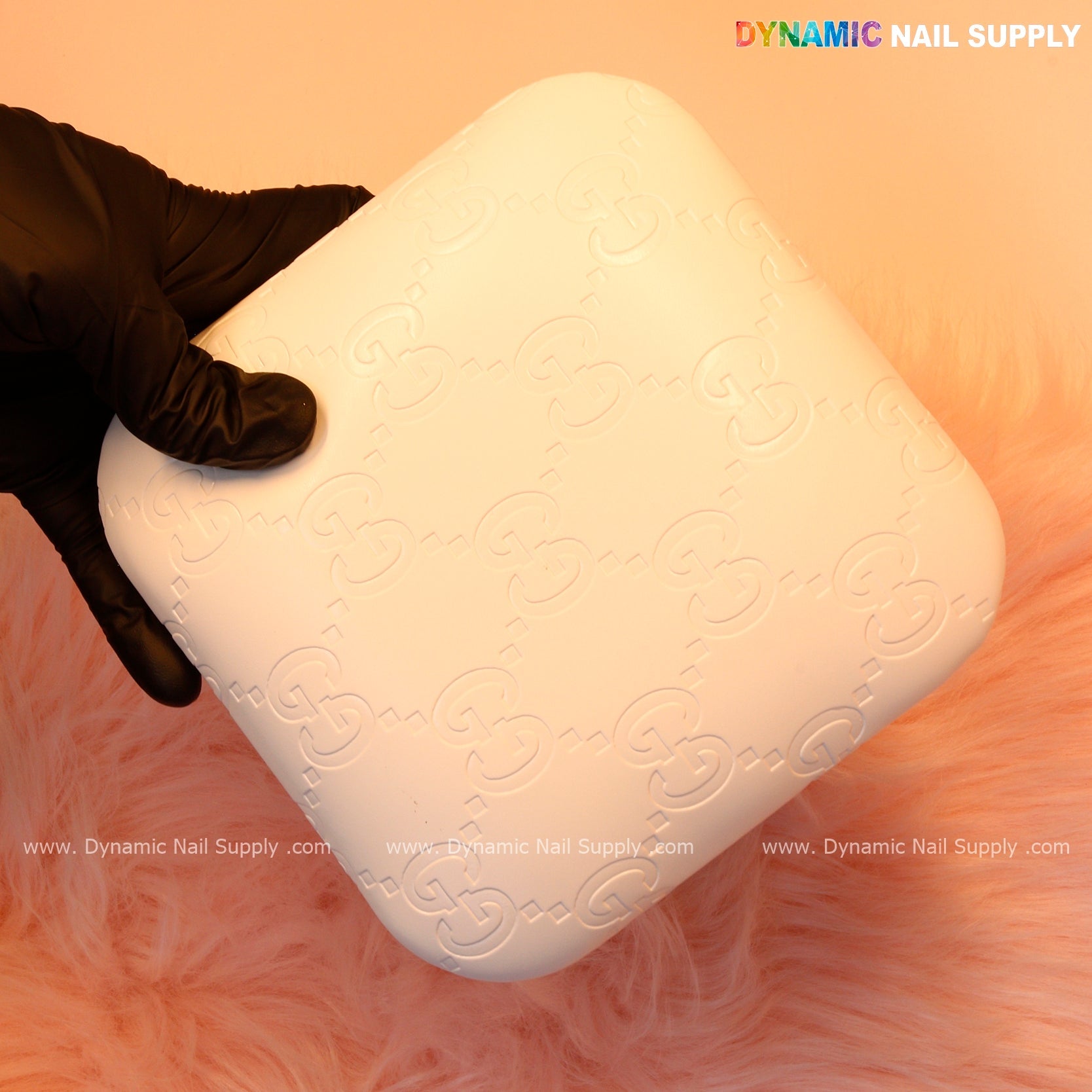 (White GC Engrave - Smooth) Elbow Pad Pillow for Nail Tech : Soft Pu Leather, Supportive, Built for Long Hours Usage