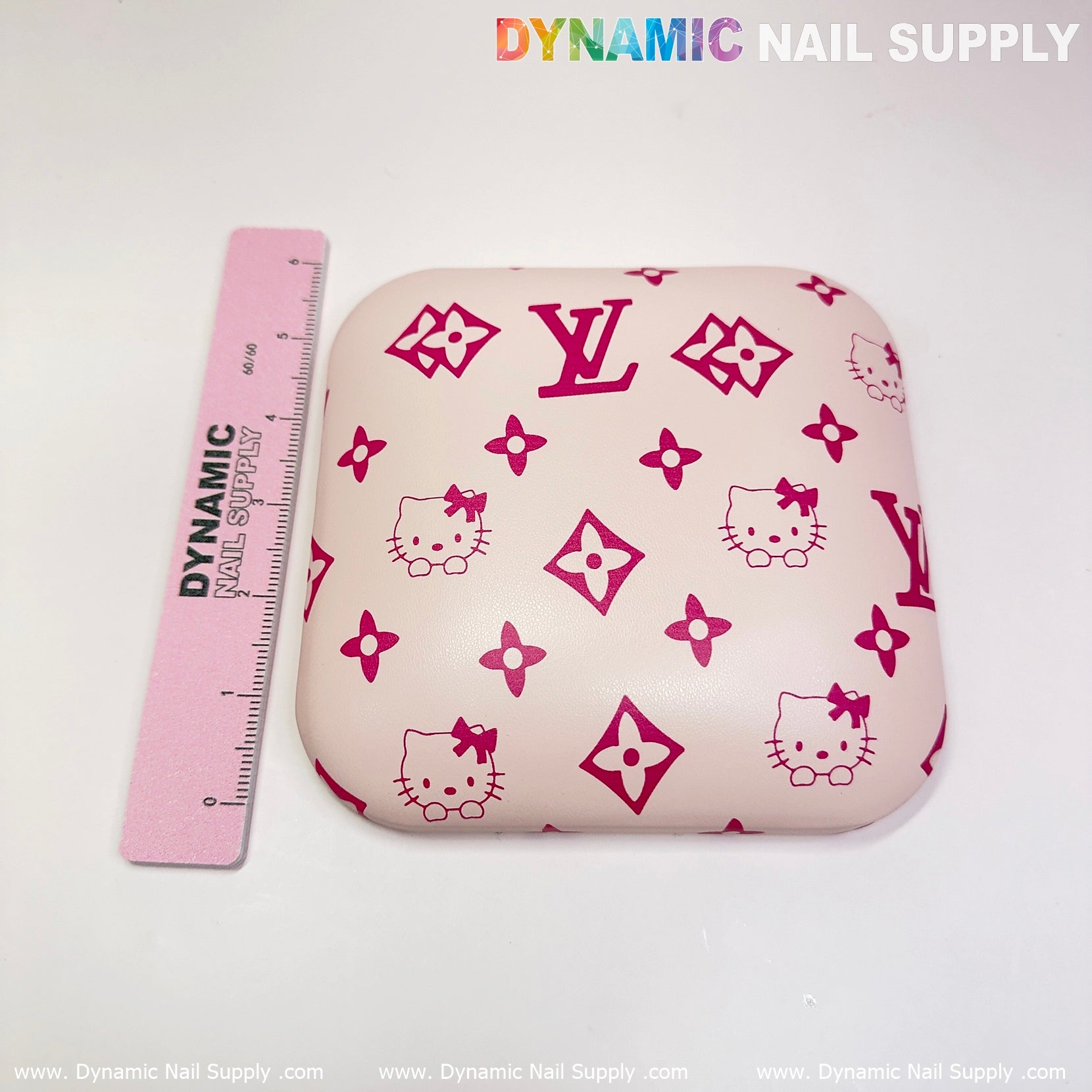(Creamy Pink LV Kitty Smooth) Leather Elbow Cushion Pad Arm Rest Support for Manicure Nail Desk