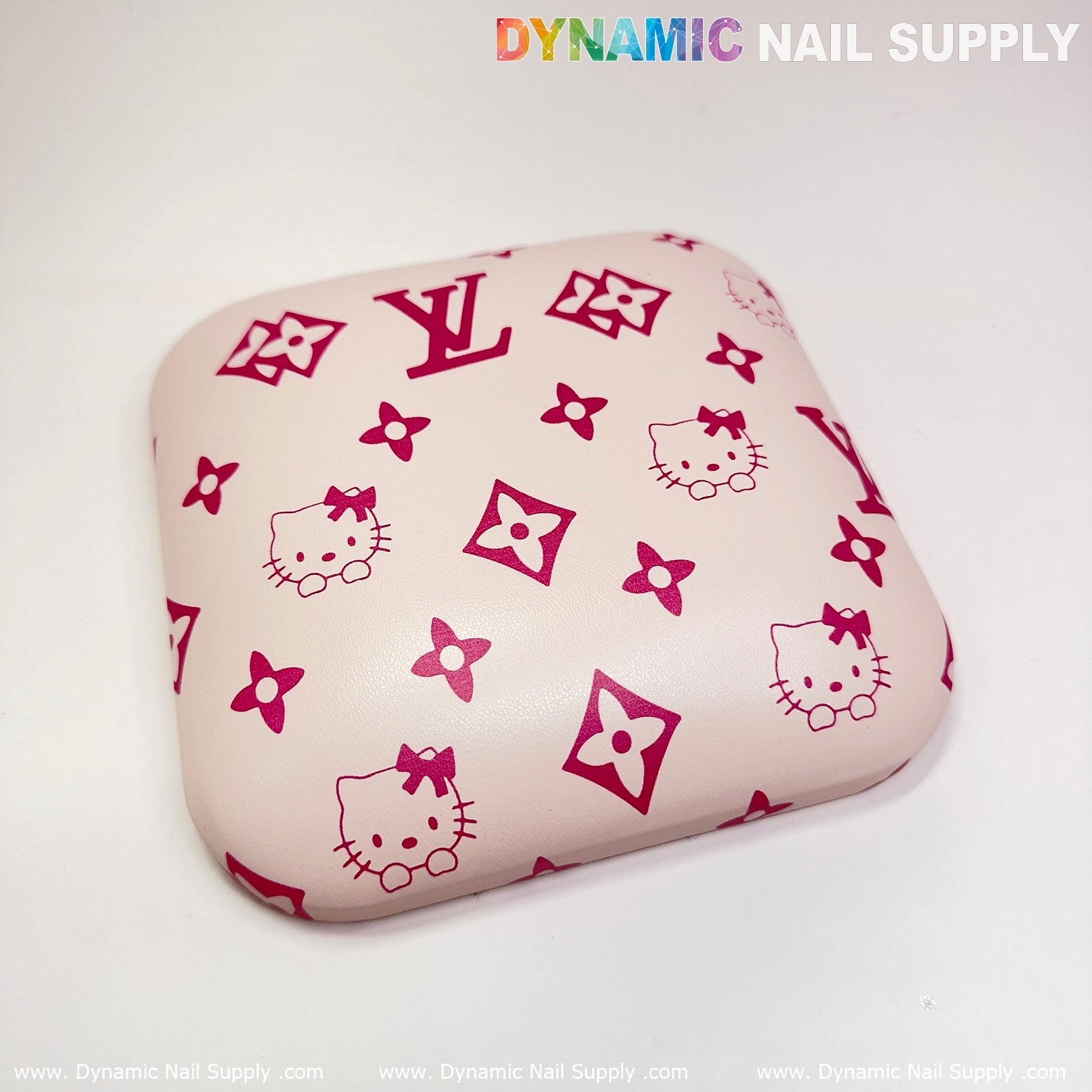 (Creamy Pink LV Kitty Smooth) Leather Elbow Cushion Pad Arm Rest Support for Manicure Nail Desk