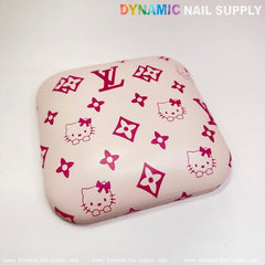 (Creamy Pink LV Kitty Smooth) Leather Elbow Cushion Pad Arm Rest Support for Manicure Nail Desk