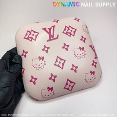 (Creamy Pink LV Kitty Smooth) Leather Elbow Cushion Pad Arm Rest Support for Manicure Nail Desk