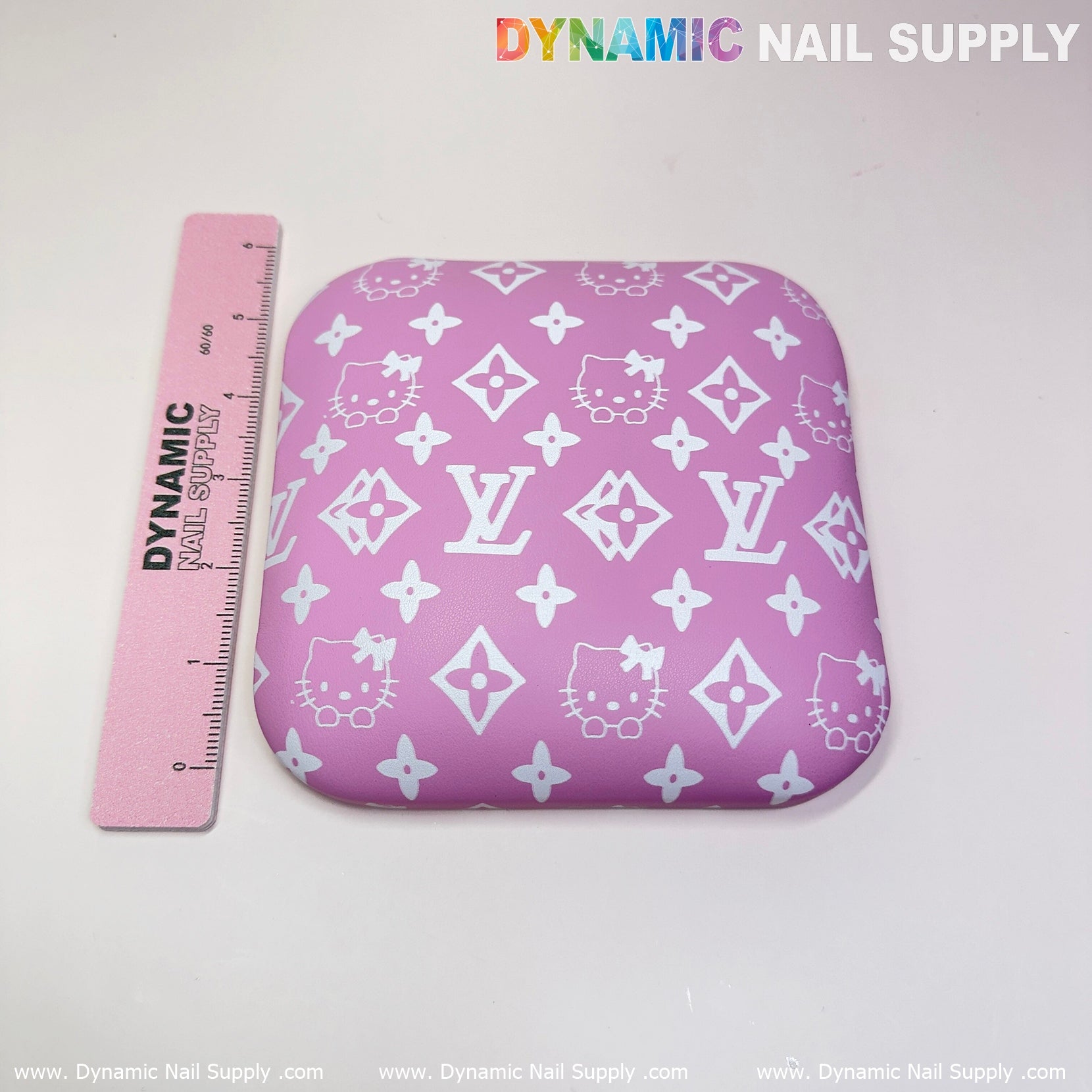 (Pink&White LV Kitty Smooth) Leather Elbow Cushion Pad Arm Rest Support for Manicure Nail Desk
