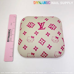 (Beige LV Kitty Grain) Leather Elbow Cushion Pad Arm Rest Support for Manicure Nail Desk