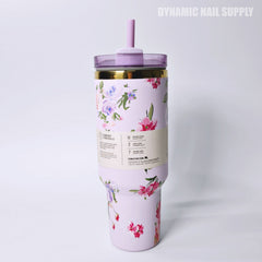 (Purple Flower) Stainless Steel Tumbler (40oz)
