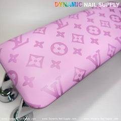 (Big Logo Pink LV Pattern) Leather Armrest Cushion Pillow for Pedicure Manicure (Reposabrazos Para Manicura)