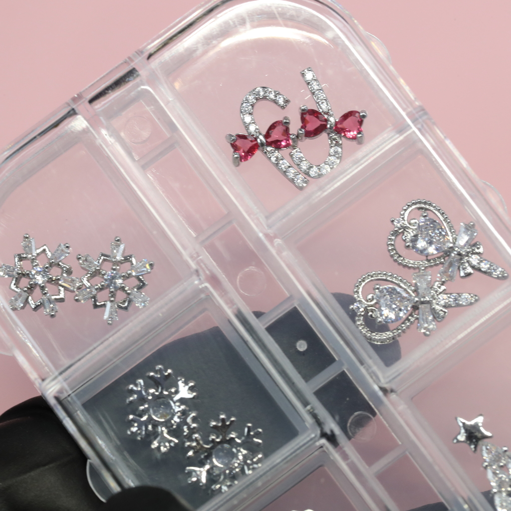 24 pcs Silver Platinum Christmas Nail design Charms (Snowflakes,Bell, Star, Candy,Santa)
