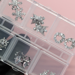 24 pcs Silver Platinum Christmas Nail design Charms (Snowflakes,Bell, Star, Candy,Santa)