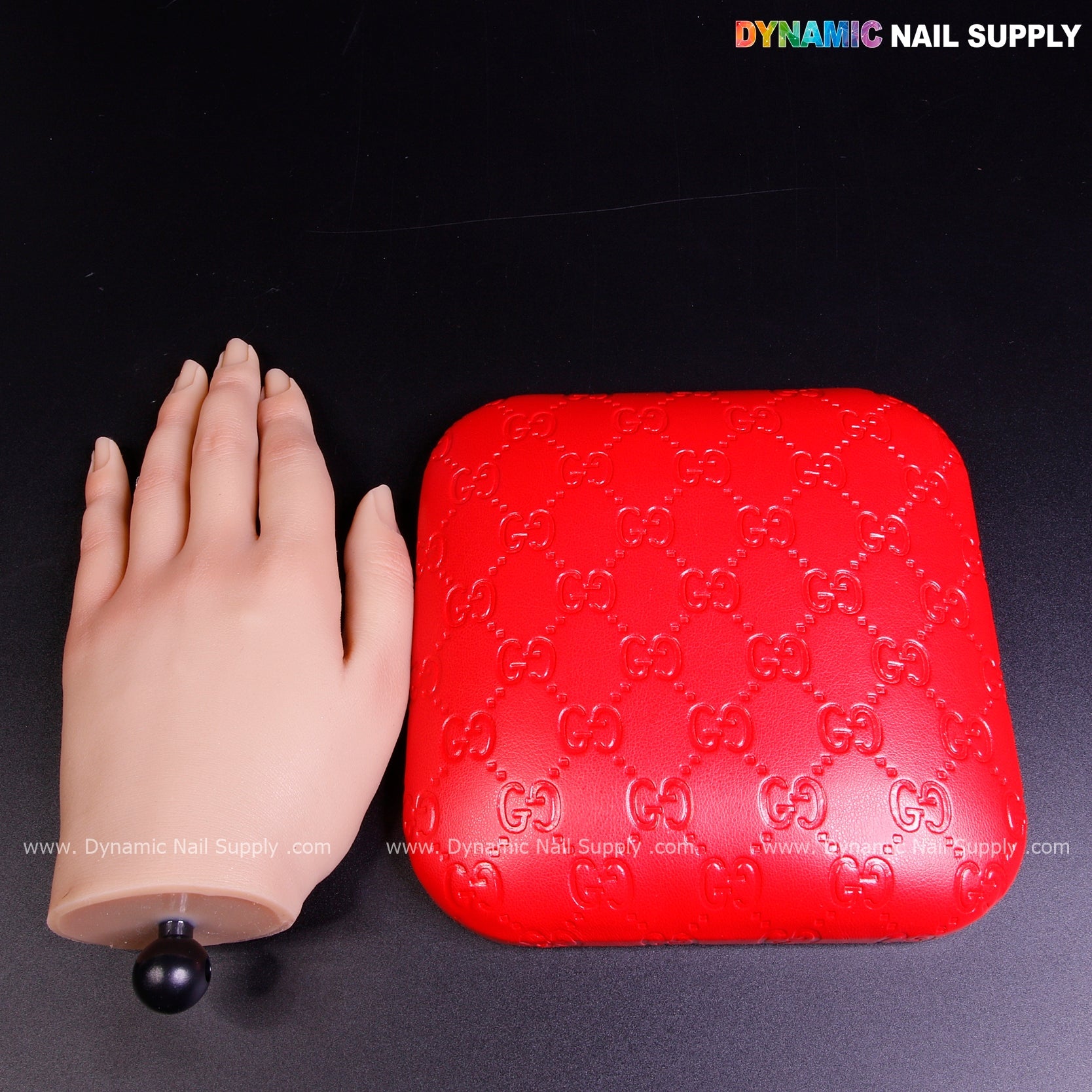 (Red GC Engrave) Leather Elbow Pillow Pad Arm Rest Support for Manicure Nail Desk
