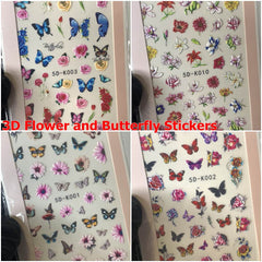 3D Flower and Butterfly Stickers for spring season (Stickers for nail design)