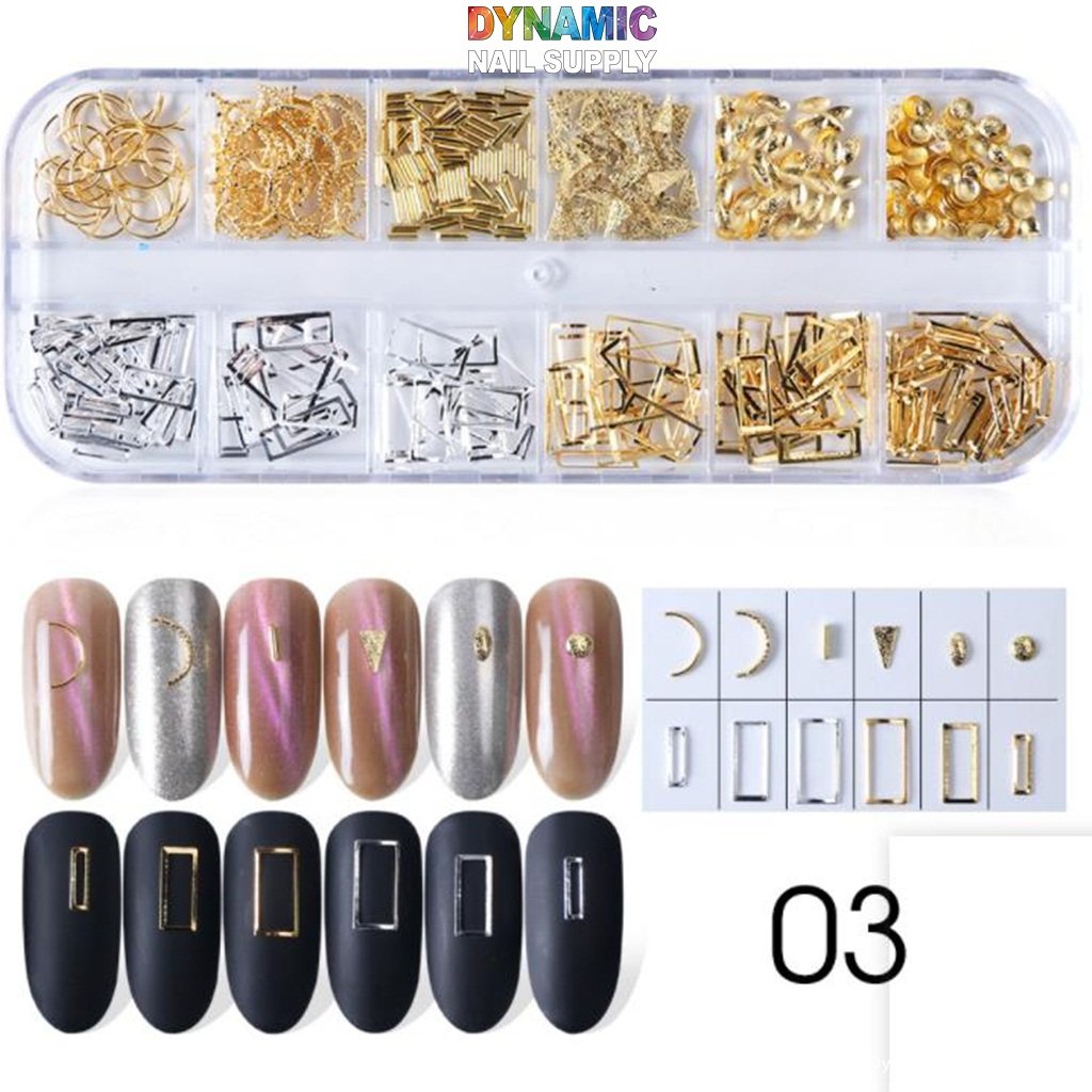 3D Hollow Metal Frame Sequins for Nail Art Design - Part 3 - 12 grids / per box