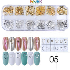 3D Hollow Metal Frame Sequins for Nail Art Design - Part 3 - 12 grids / per box