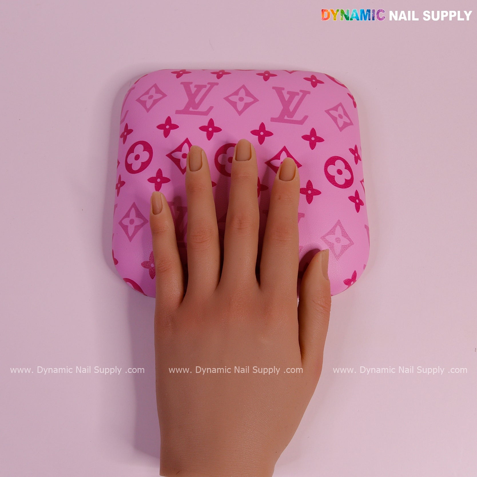 (Pink and Pink LV Smooth) Leather Elbow Cushion Pad Arm Rest Support for Manicure Nail Desk