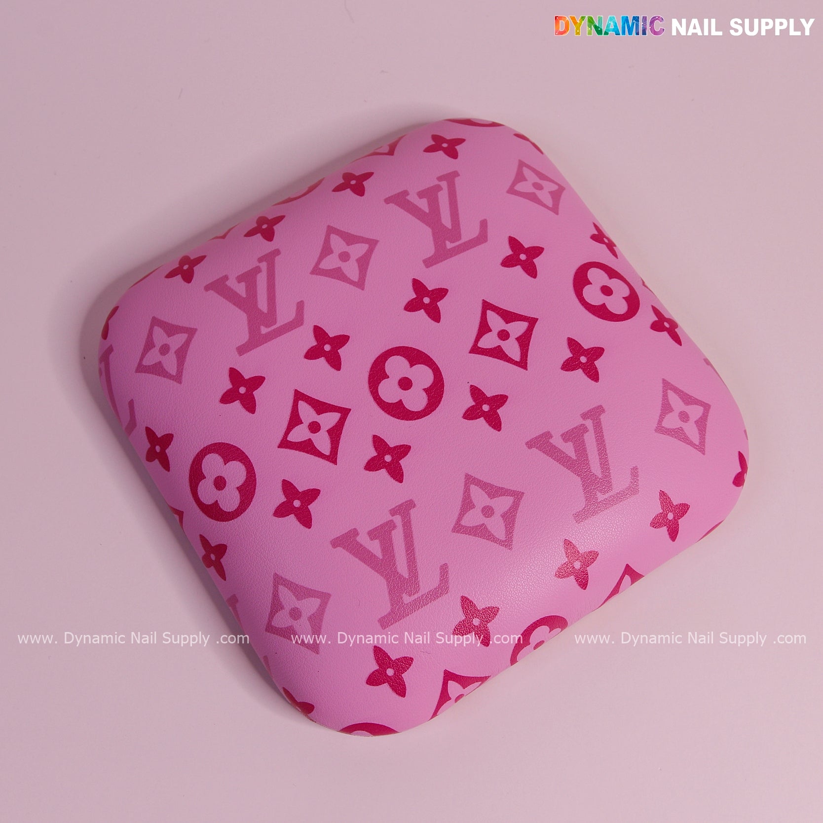 (Pink and Pink LV Smooth) Leather Elbow Cushion Pad Arm Rest Support for Manicure Nail Desk