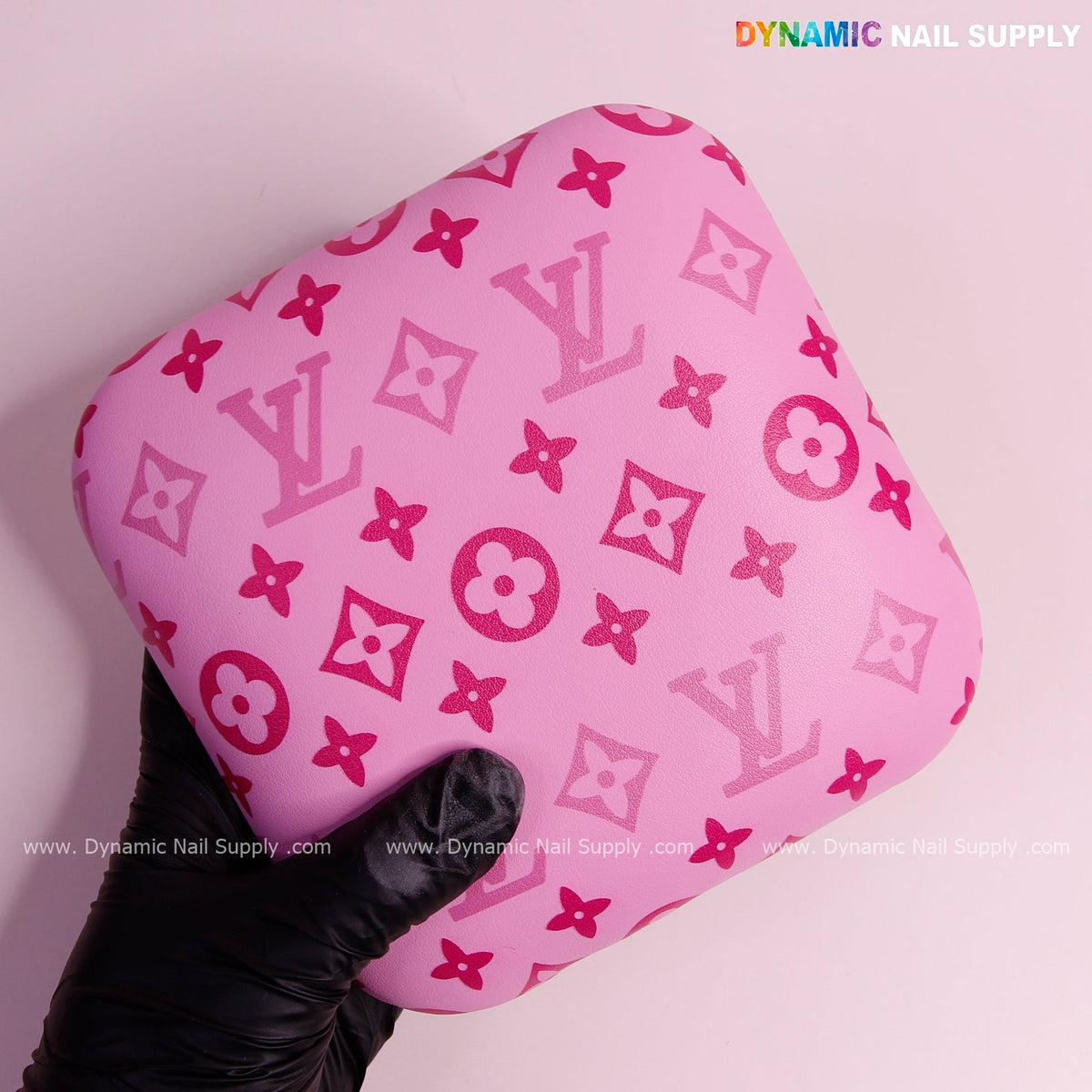 (Pink and Pink LV Smooth) Leather Elbow Cushion Pad Arm Rest Support for Manicure Nail Desk