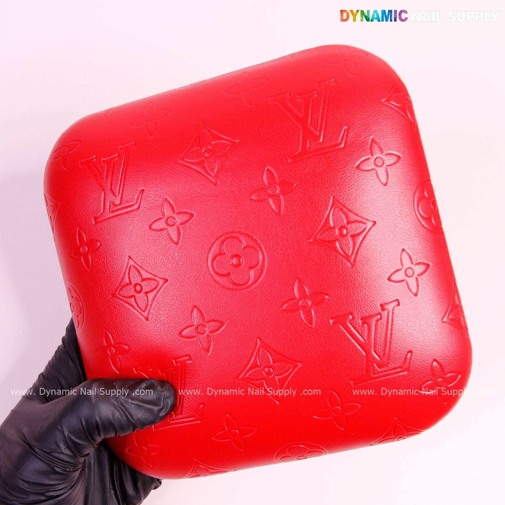 (Red LV Engrave) Elbow Pad for Nail Tech : Soft Pu Leather, Supportive, Built for Long Hours