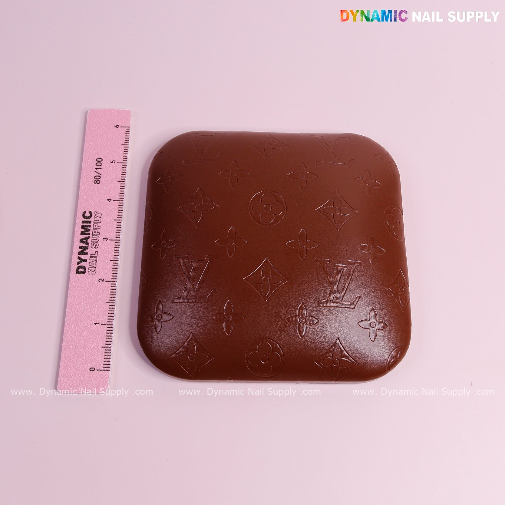 (Chocolate LV Engraved - smooth logo) Elbow Pillow Pad for Nail Tech : Soft Pu Leather, Supportive, Built for Long Hours Usage