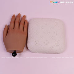 (Beige LV Engrave) Leather Elbow-rest Pad Arm Rest Support for Manicure Nail Desk