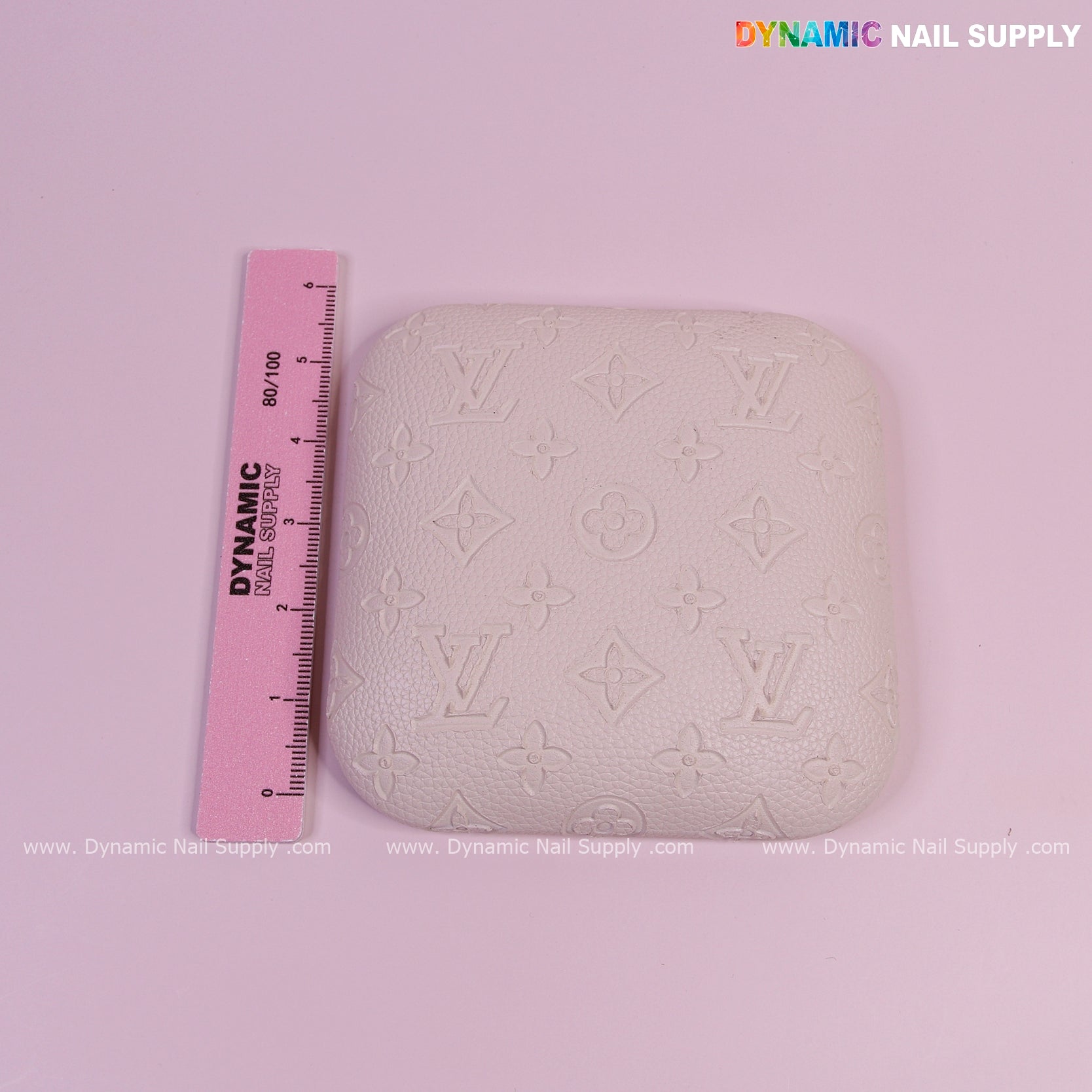 (Beige LV Engrave) Leather Elbow-rest Pad Arm Rest Support for Manicure Nail Desk