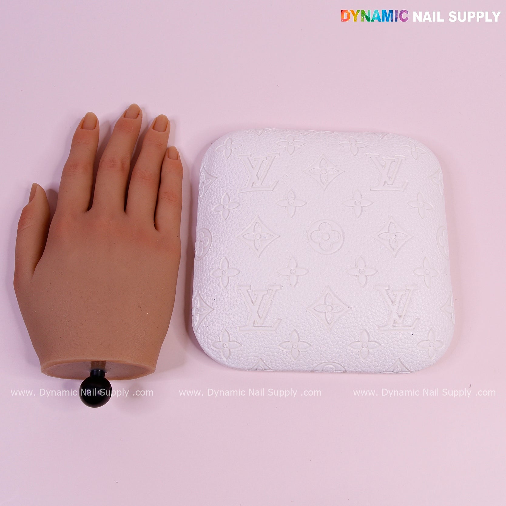 (White LV Engrave - Grain) Elbow Rest Pad for Nail Tech : PU Leather, Built for Long Hours Usage