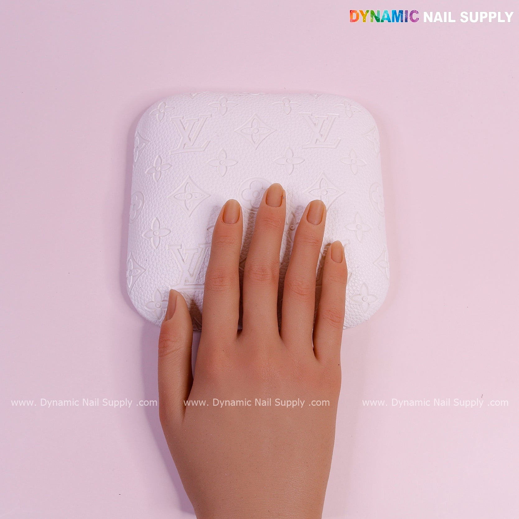 (White LV Engrave - Grain) Elbow Rest Pad for Nail Tech : PU Leather, Built for Long Hours Usage