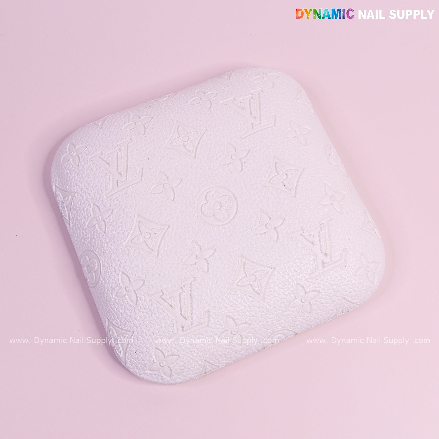 (White LV Engrave - Grain) Elbow Rest Pad for Nail Tech : PU Leather, Built for Long Hours Usage