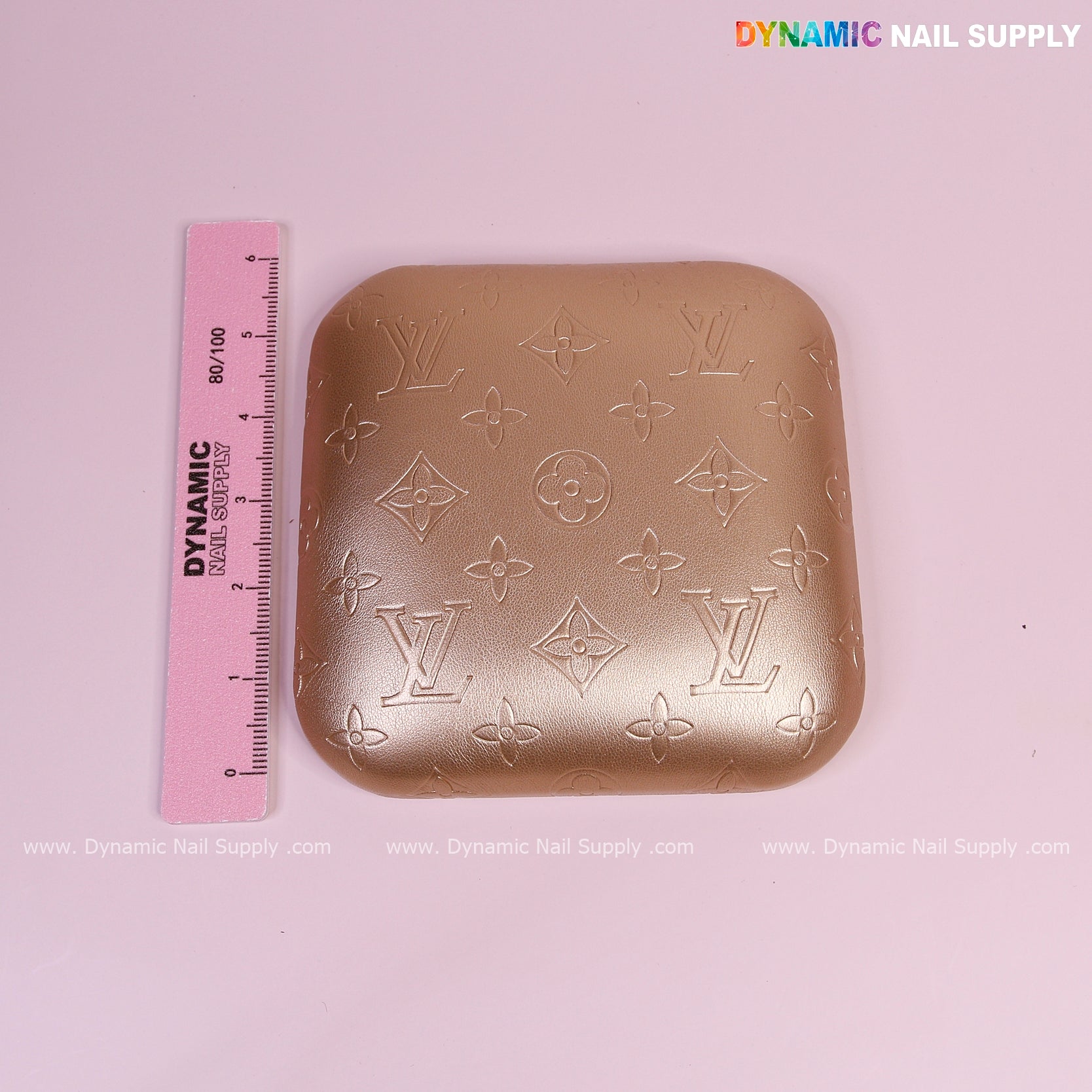 (Metallic Gold LV Engrave) Elbow Rest Pillow for Nail Tech : Soft Pu Leather, Supportive, Built for Long Hours