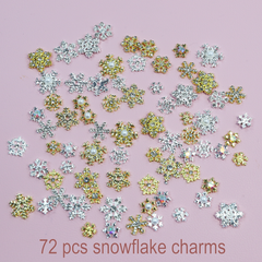 72 pcs Silver Gold Snowflake Nail Charms for Christmas Nails Art design