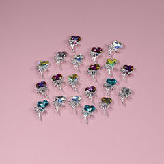 20 pcs Heart Shaped Rhinestone Charms for Nails Art Designer (Heart Balloon with Bows)