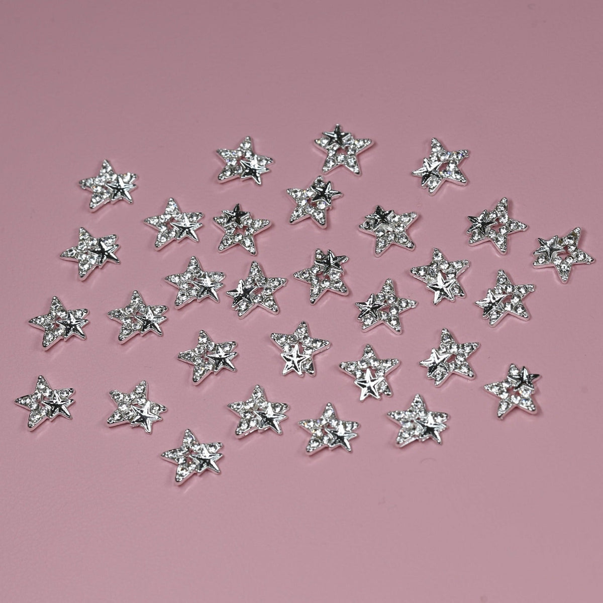 30 pcs Star Shape Charm for Nails Art Design (Silver color with rhinestone engraved)