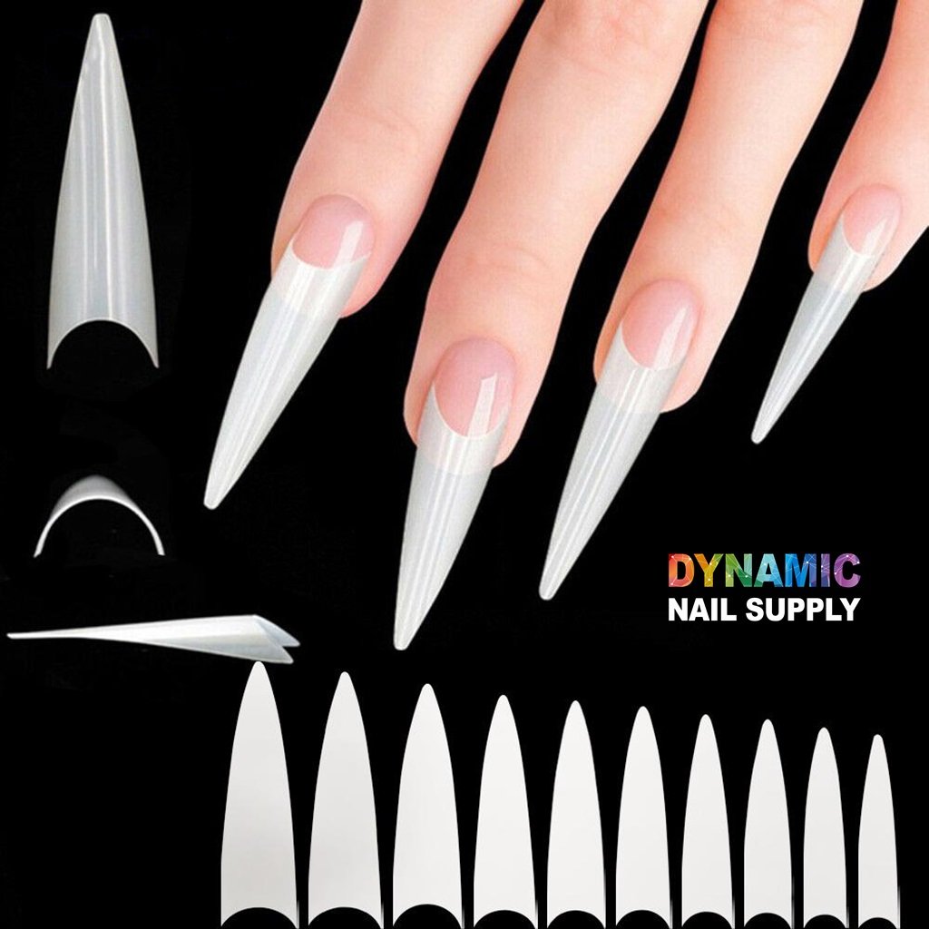 600pcs/bag French Long Stiletto Shape Nails Tips - False Artificial Nail Tips for nails extension or building nails