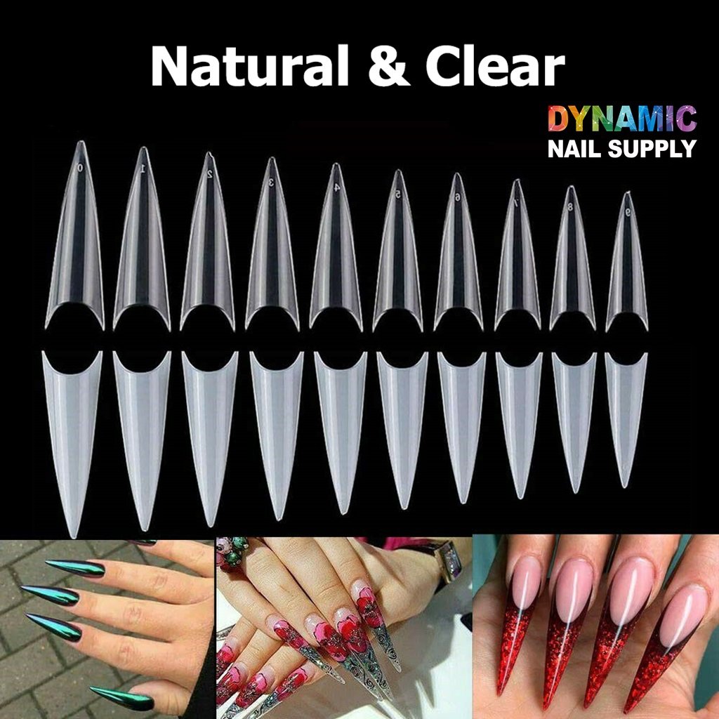 600pcs/bag French Long Stiletto Shape Nails Tips - False Artificial Nail Tips for nails extension or building nails