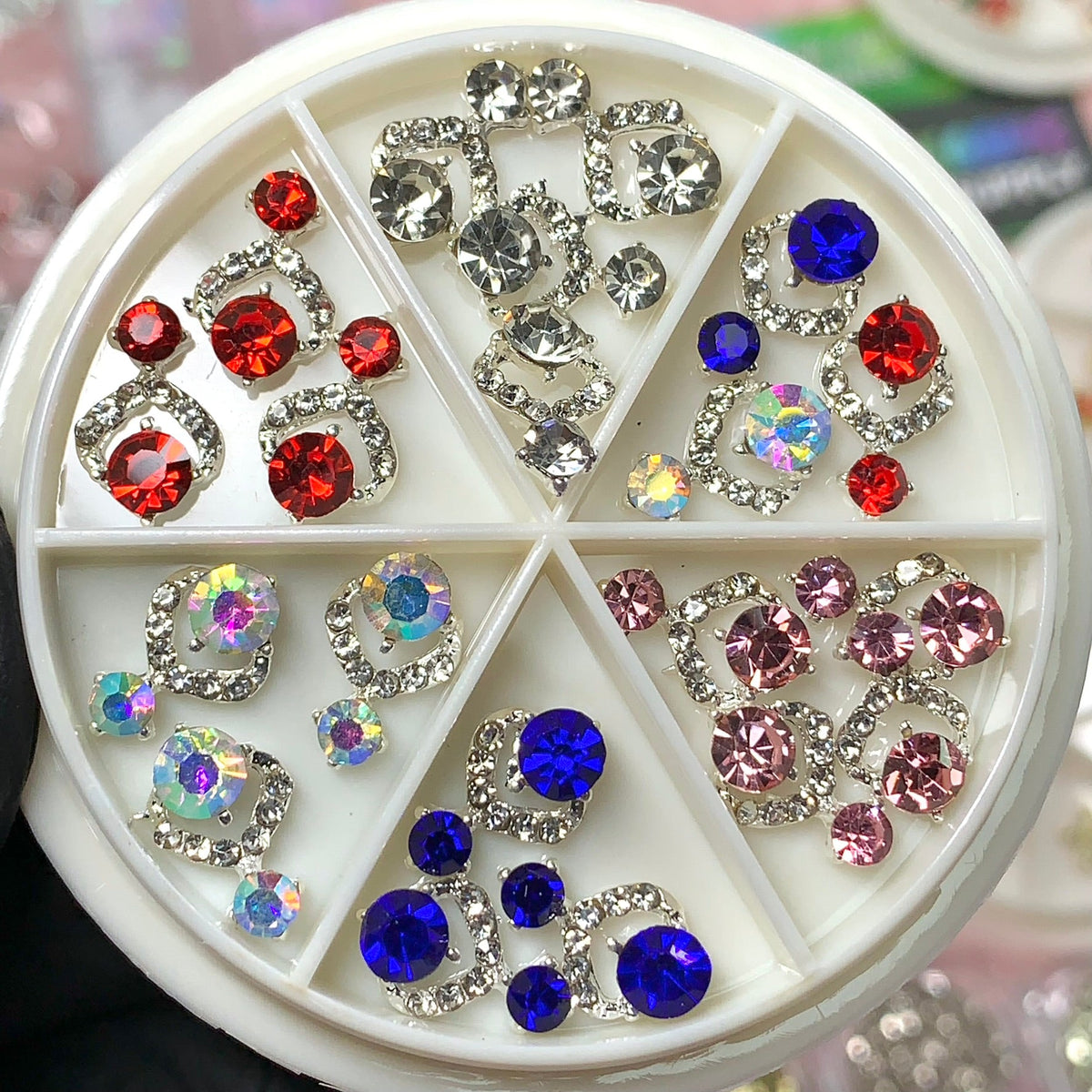 20 pcs Luxury 3D Nail Charms for Christmas design nails (Red, Blue, Pink, AB, Silver)