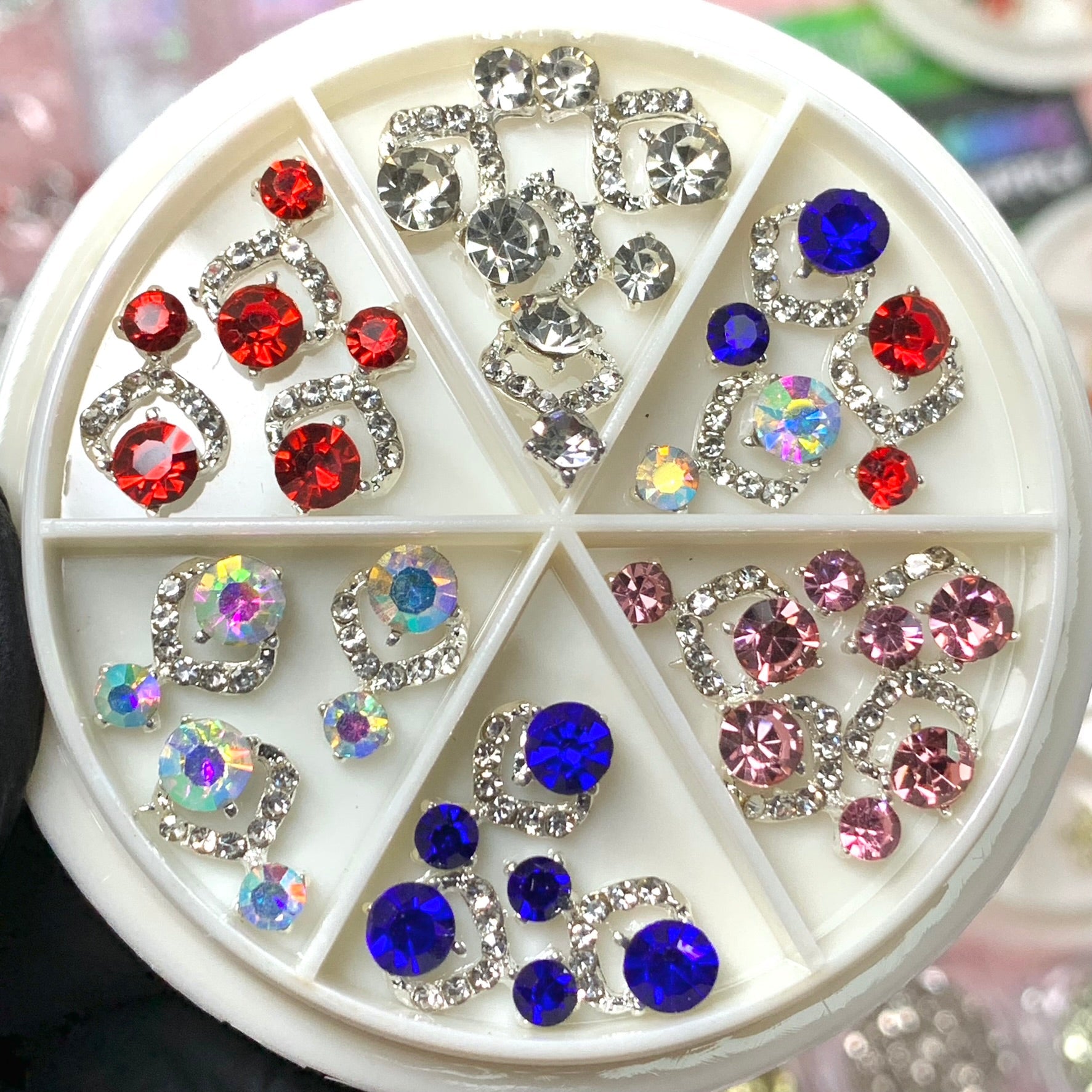 20 pcs Luxury 3D Nail Charms for Christmas design nails (Red, Blue, Pink, AB, Silver)