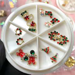 12 pcs Luxury Christmas Nail design Charms (Bell, Tree, Shoes)