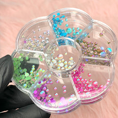 Colorful Iridescent Transparent Half Pearl Round Beads for Nails art design (flat back)
