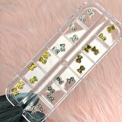 24pcs Silver and Gold teddy bear charms for nails art design