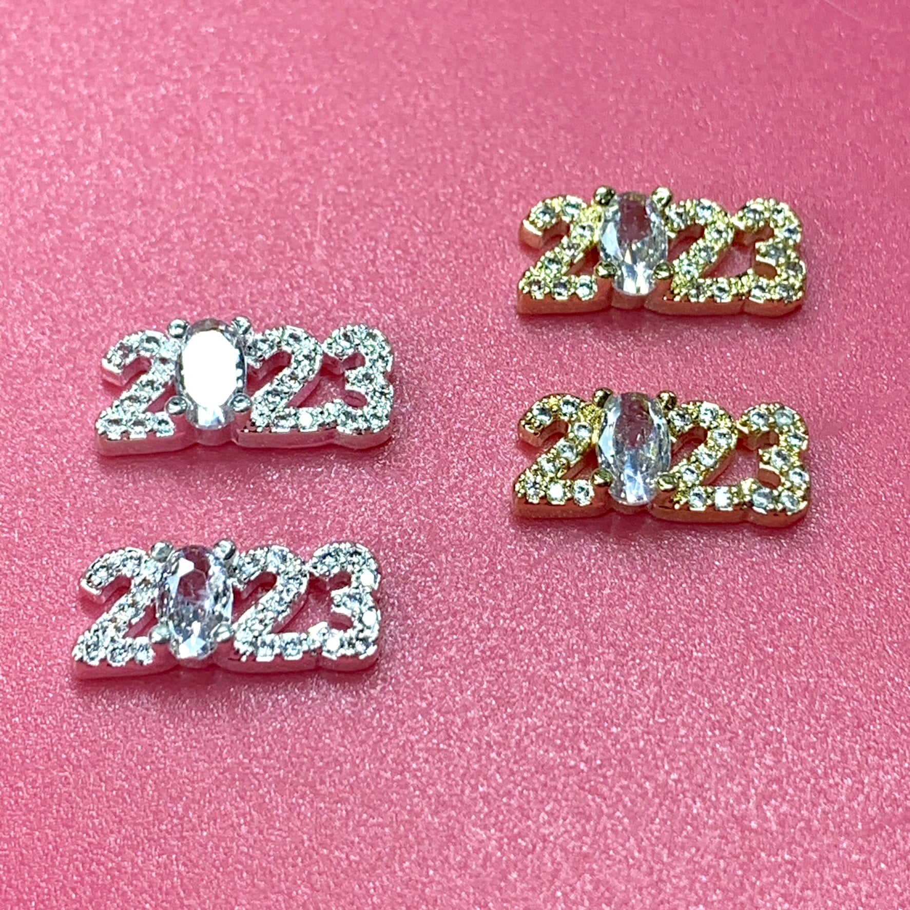 4pcs 2023 Charms (3D) for Happy New Year's Eve Nail Ideas