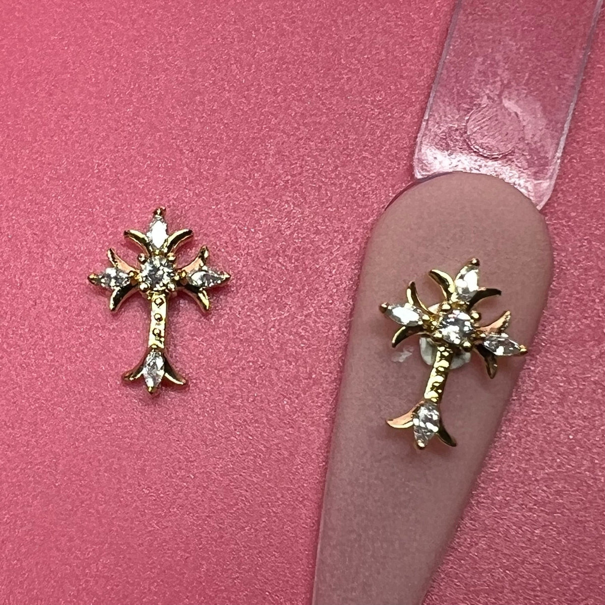 2 pcs Crosses Charm for Nails Art Design (Rhinestones engraved)