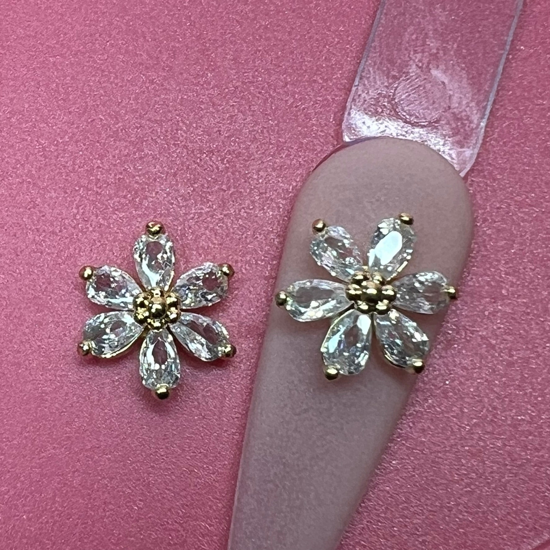 2 pcs 3D Flowers Charm for Nails Art Design (Crystal Rhinestones engraved)