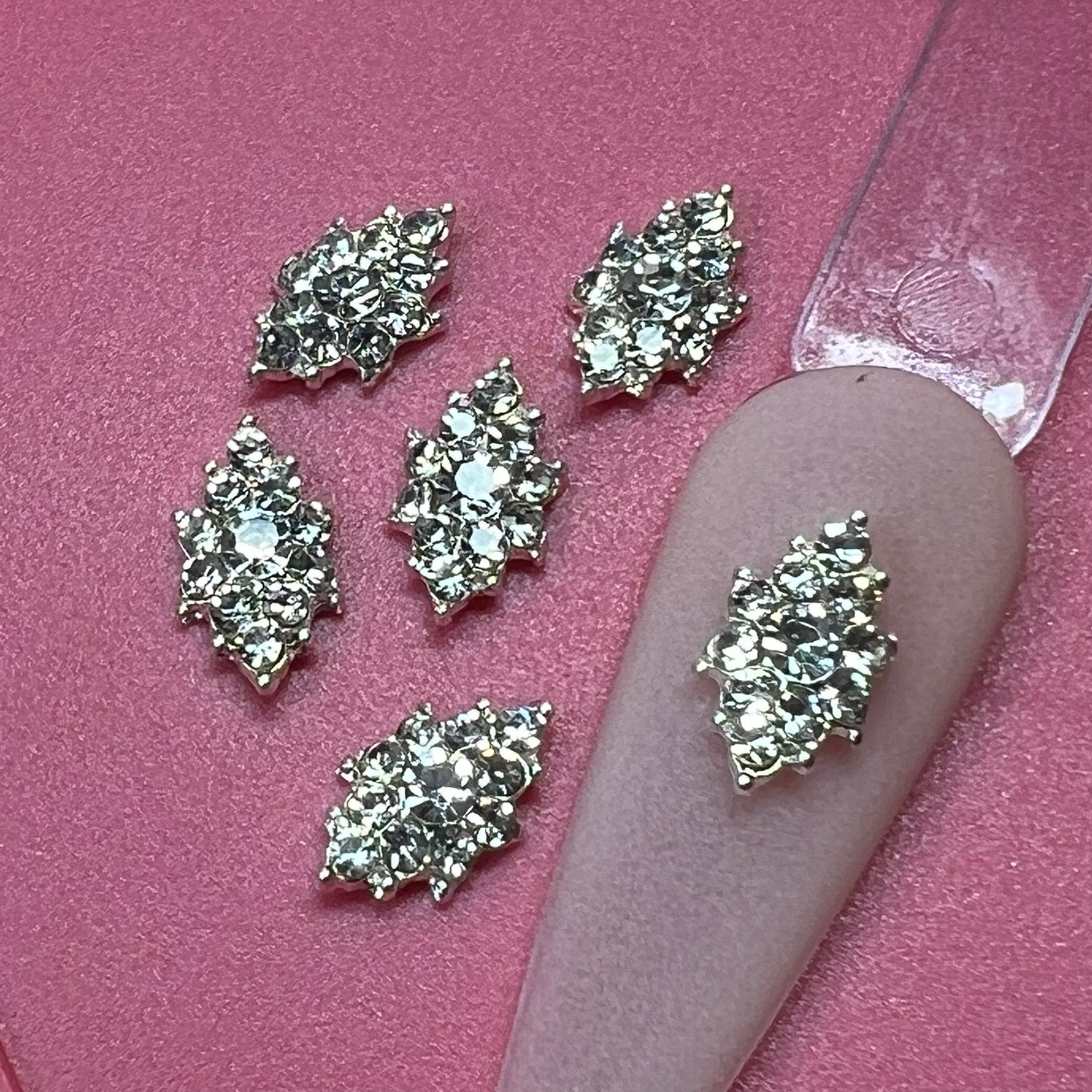 6 pcs Rhombus shape Charm for Nails Art Design (Rhinestones Engraved)